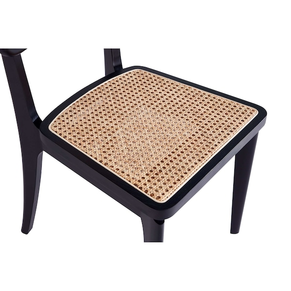 Manhattan Comfort Giverny Dining Chair in Black and Natural Cane, Set of 2 - DCCA04-BK