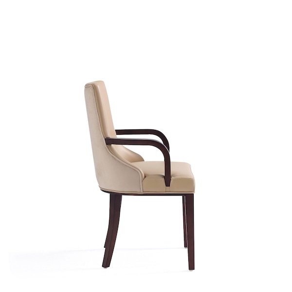 Manhattan Comfort Shubert 8-Piece Faux Leather and Velvet Dining Chair Set in Tan - 8-DC055AR-TN
