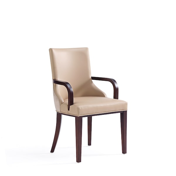 Manhattan Comfort Shubert 8-Piece Faux Leather and Velvet Dining Chair Set in Tan - 8-DC055AR-TN