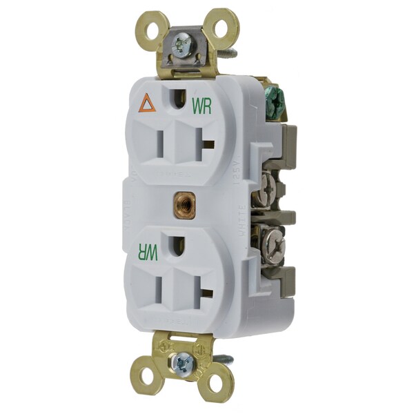 Hubbell Wiring Device-Kellems Straight Blade Devices, Receptacles, Weather Resistant Duplex, Commercial/Industrial Grade, Isolated Ground, 20A 125V, 2-Pole 3-Wire Grounding, 5-20R - IG5362WWR
