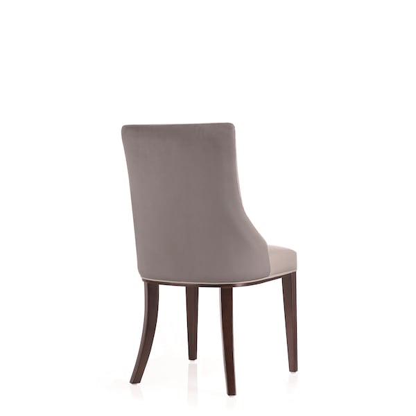 Manhattan Comfort Shubert Faux Leather and Velvet Dining Chair in Light Grey - Set of 2 - DC055-LG