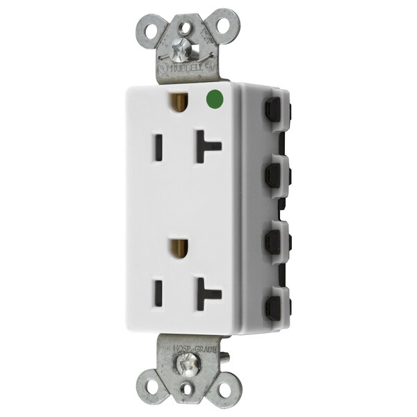Hubbell Wiring Device-Kellems Straight Blade Devices, Receptacles, Style Line Decorator, SNAPConnect, Hospital Grade, 20A 125V, 2-Pole 3- Wire Grounding, 5-20R, Nylon, White, USA - SNAP2182WNA