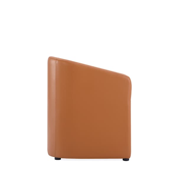 Manhattan Comfort Anna Round Faux Leather Dining Armchair in Saddle - DC059AR-SA
