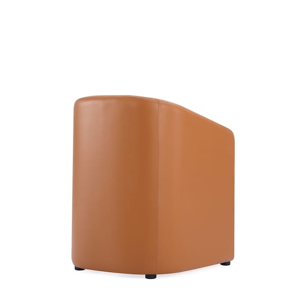 Manhattan Comfort Anna Round Faux Leather Dining Armchair in Saddle - DC059AR-SA