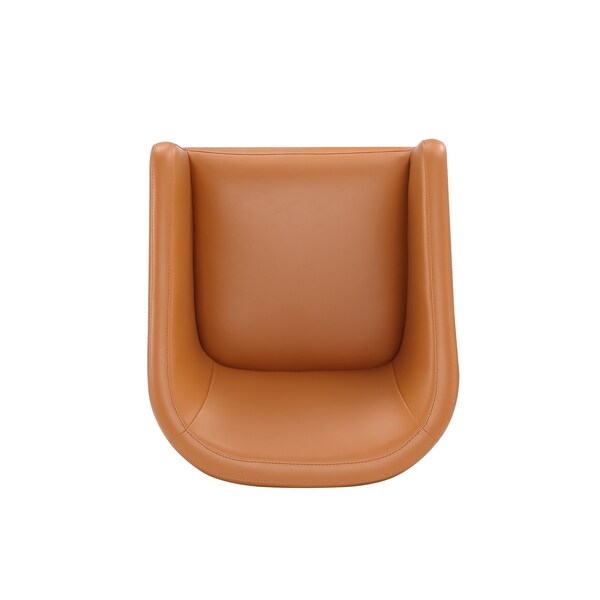 Manhattan Comfort Anna Round Faux Leather Dining Armchair in Saddle - DC059AR-SA