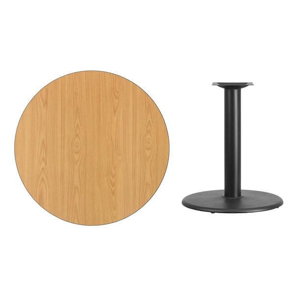 Flash Furniture Round Natural Laminate Table, 36" W, 36" L, 31.125" H, Laminate Top, Wood Grain - XU-RD-36-NATTB-TR24-GG