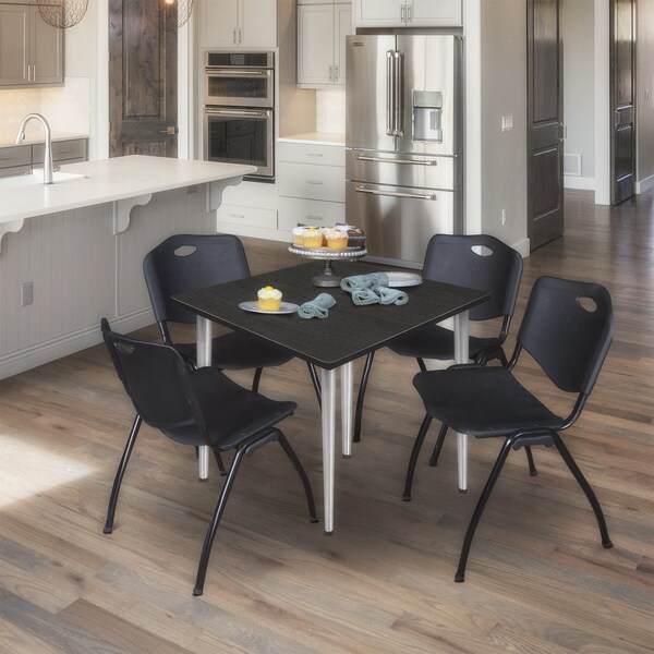 Regency Kahlo Square Table & Chair Sets, 48 W, 48 L, 29 H, Wood, Metal, Plastic Top, Ash Grey - TPL4848AGCM47BK