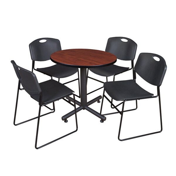 Kobe Round Tables > Breakroom Tables > Kobe Round Table & Chair Sets, Wood|Metal|Polypropylene Top - TKB30RNDCH44BK