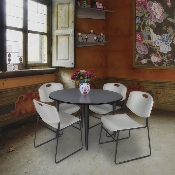 Regency Kahlo Round Table & Chair Sets, 48 W, 48 L, 29 H, Wood, Metal, Polypropylene Top, Grey - TPL48RNDGYBK44GY