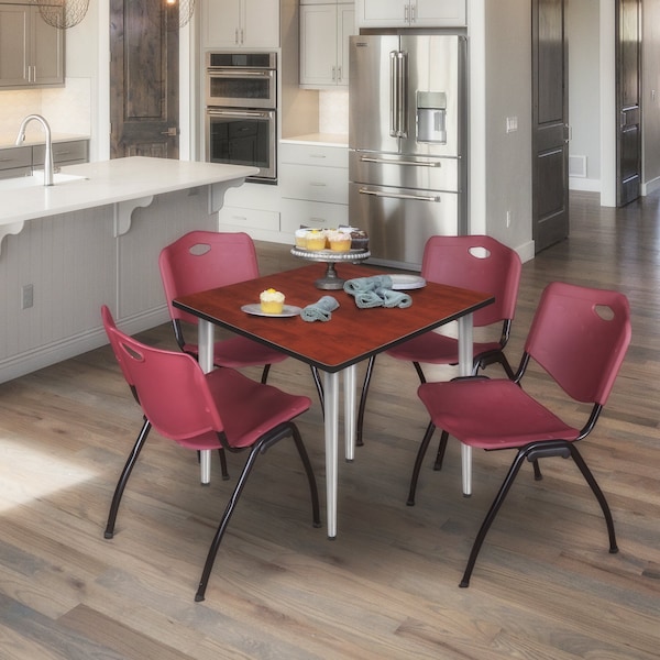 Regency Kahlo Square Table & Chair Sets, 48 W, 48 L, 29 H, Wood, Metal, Plastic Top, Cherry - TPL4848CHCM47BY