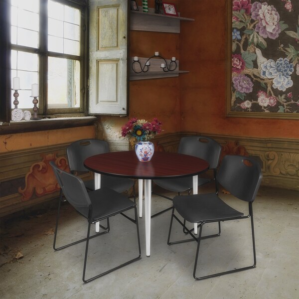 Regency Kahlo Round Table & Chair Sets, 48 W, 48 L, 29 H, Wood, Metal, Polypropylene Top, Mahogany - TPL48RNDMHCM44BK