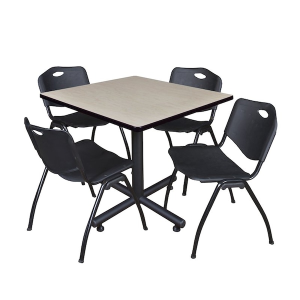 Kobe Square Tables > Breakroom Tables > Kobe Square Table & Chair Sets, Wood|Metal|Plastic Top, Maple - TKB4242PL47BK