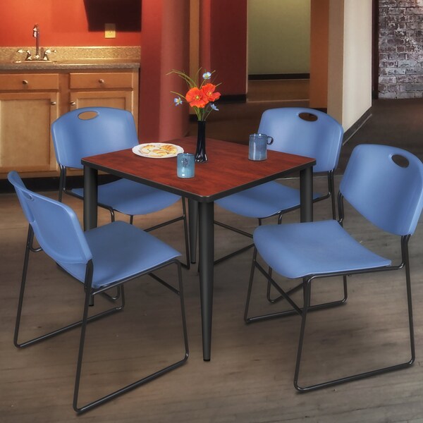 Regency Kahlo Square Table & Chair Sets, 30 W, 30 L, 29 H, Wood, Metal, Polypropylene Top, Cherry - TPL3030CHBK44BE