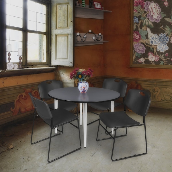 Regency Kahlo Round Table & Chair Sets, 48 W, 48 L, 29 H, Wood, Metal, Polypropylene Top, Grey - TPL48RNDGYCM44BK