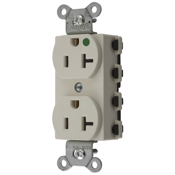 Hubbell Wiring Device-Kellems Straight Blade Devices, Receptacles, Duplex, SNAPConnect, Hospital Grade, 20A 125V, 2-Pole 3-Wire Grounding, 5-20R, Nylon, Light Almond, USA - SNAP8300LANA