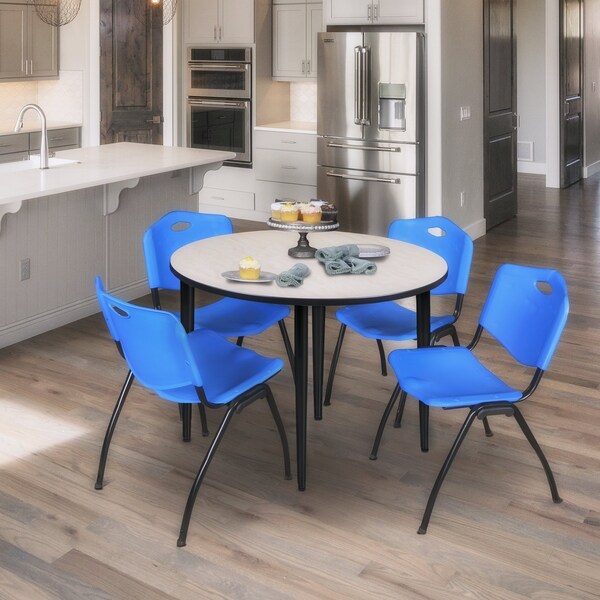 Regency Kahlo Round Table & Chair Sets, 48 W, 48 L, 29 H, Wood, Metal, Plastic Top, Maple - TPL48RNDPLBK47BE