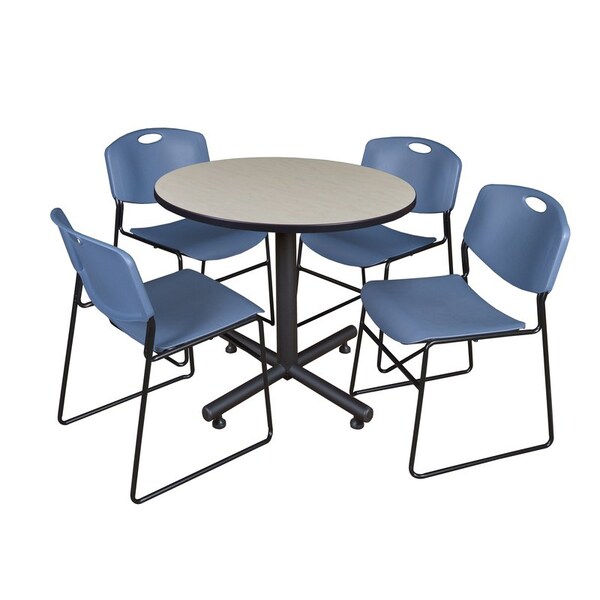 Kobe Round Tables > Breakroom Tables > Kobe Round Table & Chair Sets, Wood|Metal|Polypropylene Top - TKB42RNDPL44BE