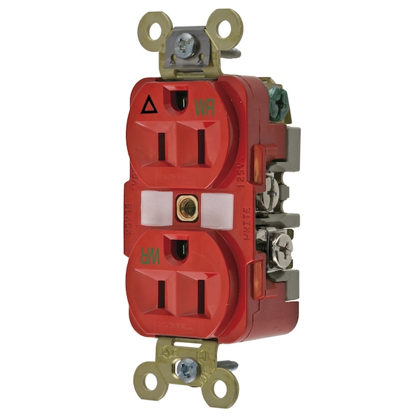 Hubbell Wiring Device-Kellems Straight Blade Devices, Receptacles, Weather Resistant Duplex, Commercial/Industrial Grade, Isolated Ground, 15A 125V, 2-Pole 3-Wire Grounding, 5-15R - IG5262RWR