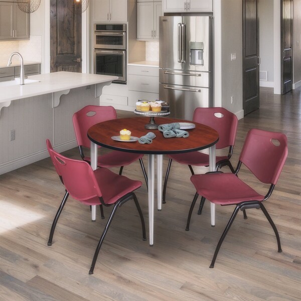 Regency Kahlo Round Table & Chair Sets, 36 W, 36 L, 29 H, Wood, Metal, Plastic Top, Cherry - TPL36RNDCHCM47BY