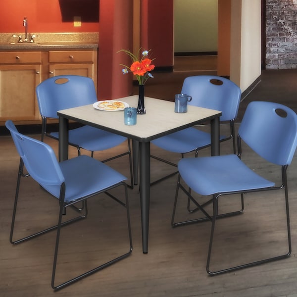 Regency Kahlo Square Table & Chair Sets, 30 W, 30 L, 29 H, Wood, Metal, Polypropylene Top, Maple - TPL3030PLBK44BE