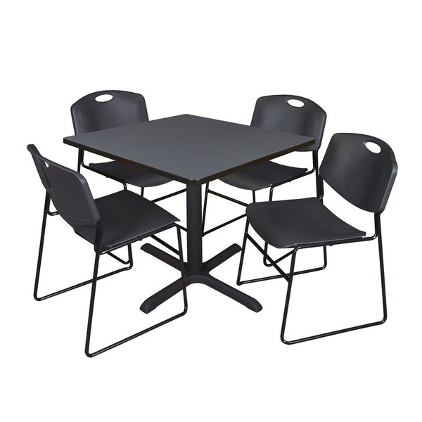 Cain Square Tables > Breakroom Tables > Cain Square Table & Chair Sets, Wood|Metal|Polypropylene Top - TB4242GY44BK