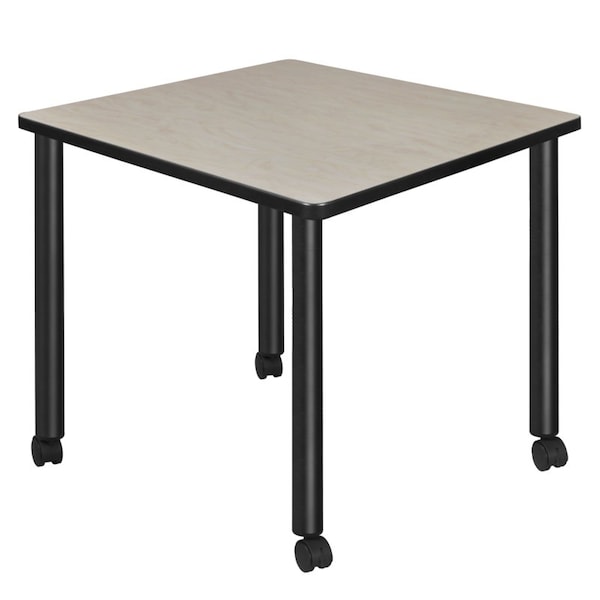 Regency Kee Mobile Tables, 30 W, 30 L, 29 H, Wood, Metal Top, Maple - TBMC3030PLBK