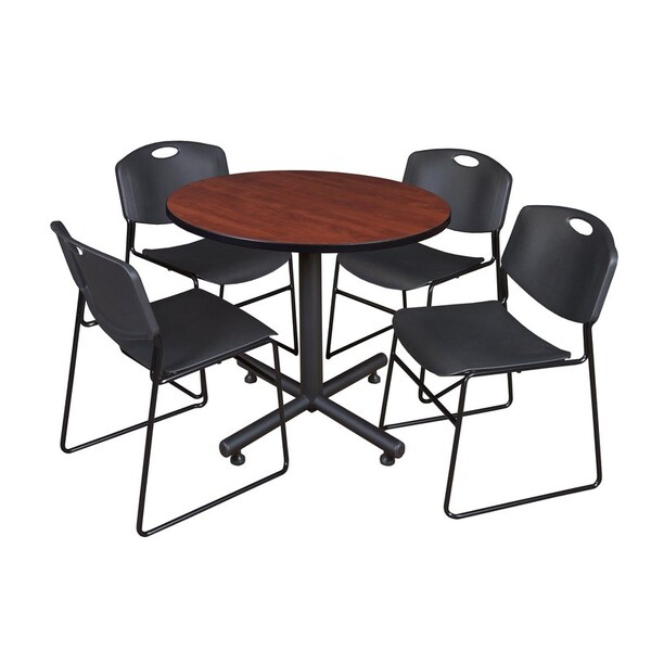 Kobe Round Tables > Breakroom Tables > Kobe Round Table & Chair Sets, Wood|Metal|Polypropylene Top - TKB42RNDCH44BK