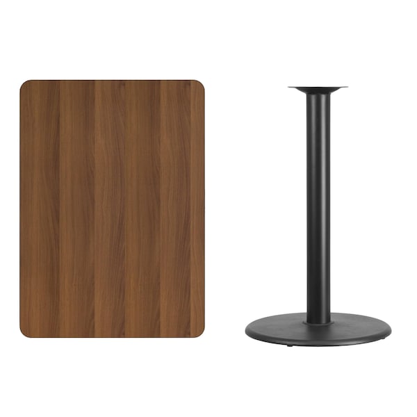 Flash Furniture Rectangle Walnut Table, Rctngl w/Round Base, 30"x42", 30" W, 42" L, 43.125" H, Laminate Top - XU-WALTB-3042-TR24B-GG