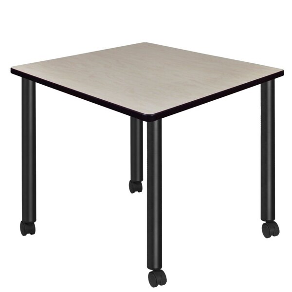 Regency Kee Mobile Tables, 42 W, 42 L, 29 H, Wood, Metal Top, Maple - TBMC4242PLBK