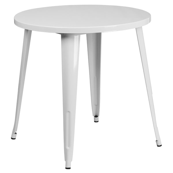 Flash Furniture Round 30" W, 30" L, 29.5" H, Metal Top, White - CH-51090TH-2-18CAFE-WH-GG