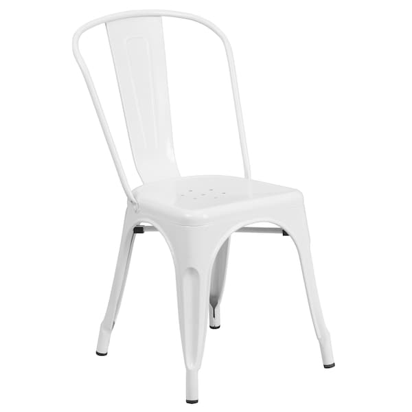 Flash Furniture Round 30" W, 30" L, 29.5" H, Metal Top, White - CH-51090TH-2-18CAFE-WH-GG