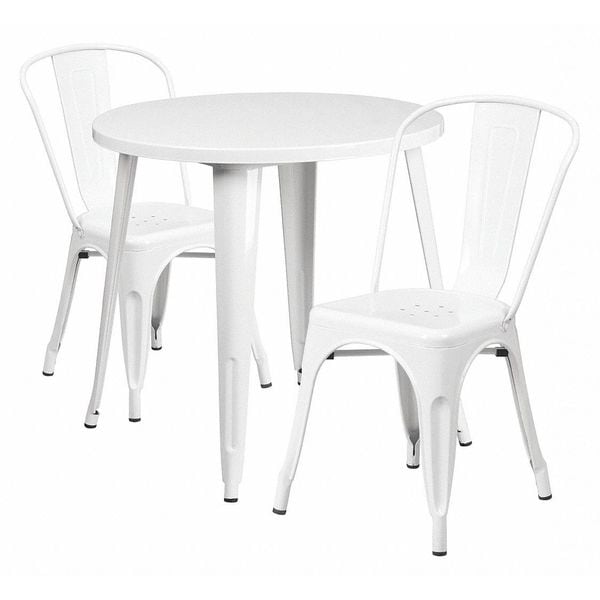 Flash Furniture Round 30" W, 30" L, 29.5" H, Metal Top, White - CH-51090TH-2-18CAFE-WH-GG