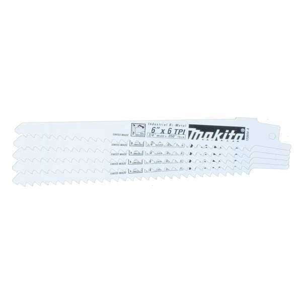 Makita 6" L x Wood Cutting Wood Reciprocating SawBlade, 6", 6TPI, PK5 - 723054-A-5