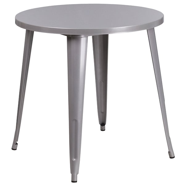 Flash Furniture Round 30" W, 30" L, 29.5" H, Metal Top, Grey - CH-51090TH-2-18CAFE-SIL-GG