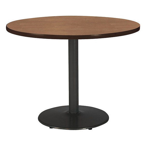 Kfi Round KFI Mode 48" Round Breakroom Table with River Cherry Top, Round Black Base, Counter Height - T48RD-B1930-BK-7937-31