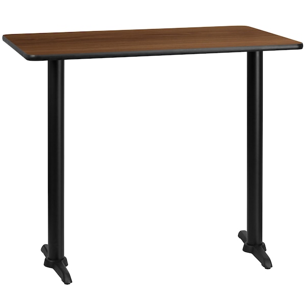 Flash Furniture Rectangle Walnut Table, Rectangle w/T-Base, 30"x48", 30" W, 48" L, 43.125" H, Laminate Top - XU-WALTB-3048-T0522B-GG