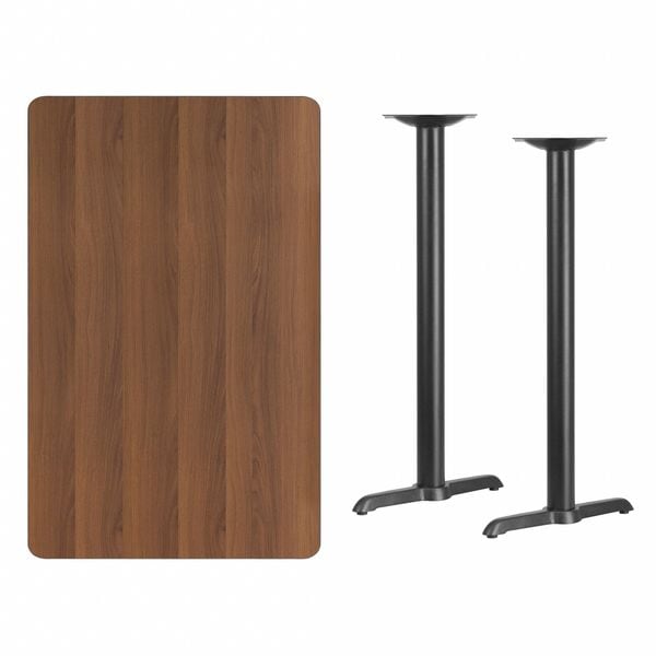 Flash Furniture Rectangle Walnut Table, Rectangle w/T-Base, 30"x48", 30" W, 48" L, 43.125" H, Laminate Top - XU-WALTB-3048-T0522B-GG