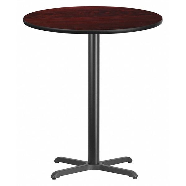 Flash Furniture Round Mahogany Laminate Table w/Rnd Base, 36", 36" W, 36" L, 43.125" H, Laminate Top, Wood Grain - XU-RD-36-MAHTB-T3030B-GG