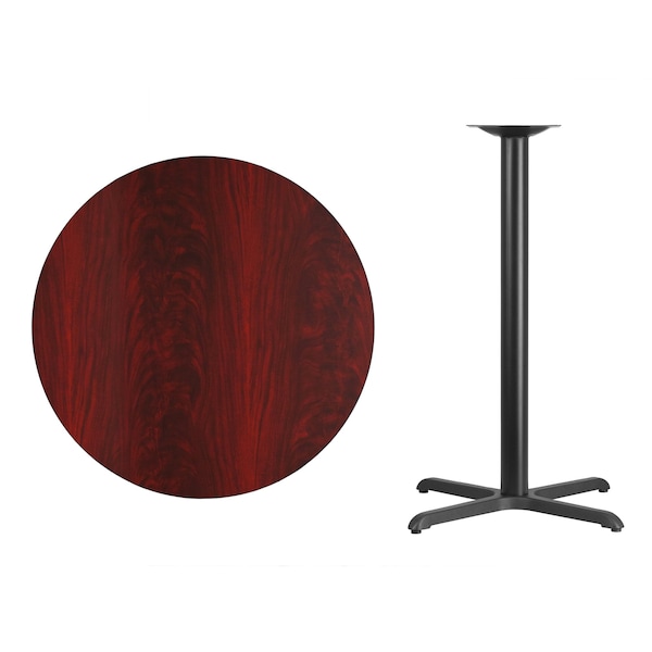 Flash Furniture Round Mahogany Laminate Table w/Rnd Base, 36", 36" W, 36" L, 43.125" H, Laminate Top, Wood Grain - XU-RD-36-MAHTB-T3030B-GG