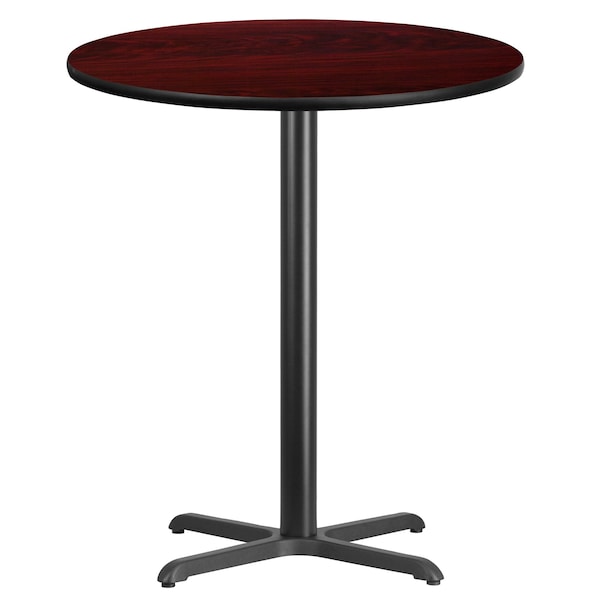 Flash Furniture Round Mahogany Laminate Table w/Rnd Base, 36", 36" W, 36" L, 43.125" H, Laminate Top, Wood Grain - XU-RD-36-MAHTB-T3030B-GG