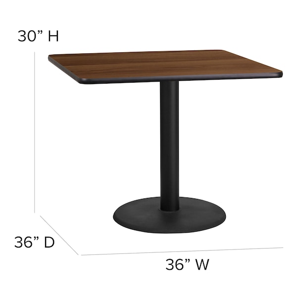 Flash Furniture Square Natural Laminate Table, 36" W, 36" L, 30" H, Laminate Top, Wood Grain - HDBF1015-GG