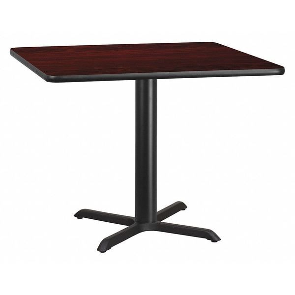 Flash Furniture Square Laminate Table, 42" W, 42" L, 31.125" H, Laminate Top, Wood Grain - XU-MAHTB-4242-T3333-GG
