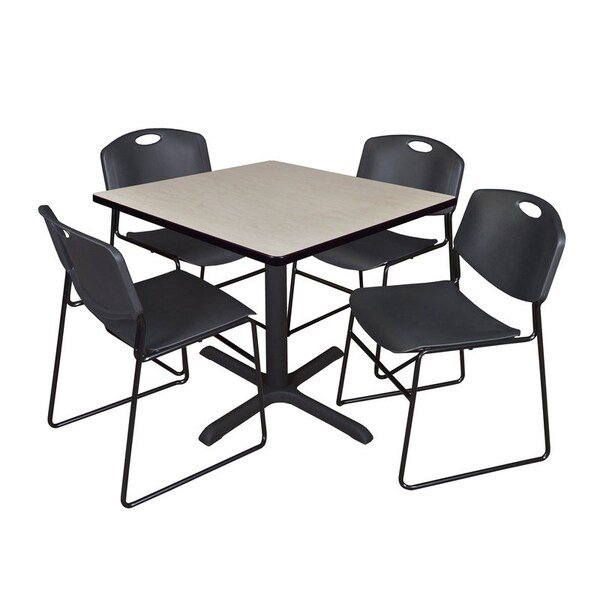 Cain Square Tables > Breakroom Tables > Cain Square Table & Chair Sets, Wood|Metal|Polypropylene Top - TB3636PL44BK