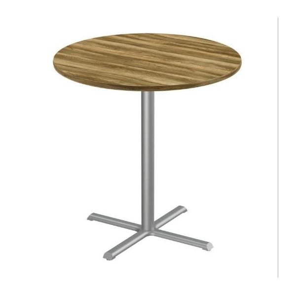 Correll Round Cafe Table, 36 in W, 36 in L, 42 in H, Particleboard Top, Colonial Hickory - SXB36R-53-98-53