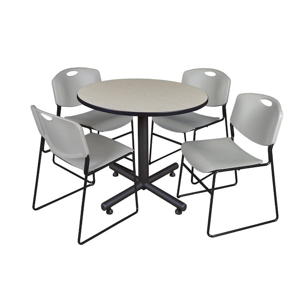 Kobe Round Tables > Breakroom Tables > Kobe Round Table & Chair Sets, Wood|Metal|Polypropylene Top - TKB42RNDPL44GY