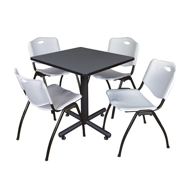 Kobe Square Tables > Breakroom Tables > Kobe Square Table & Chair Sets, Wood|Metal|Plastic Top, Grey - TKB3030GY47GY