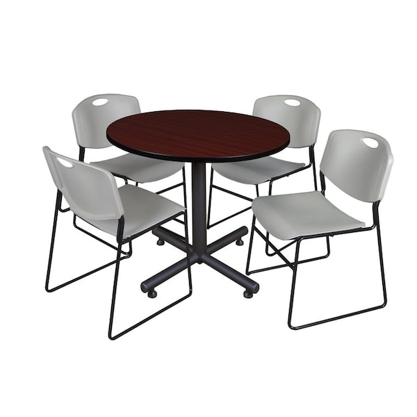 Kobe Round Tables > Breakroom Tables > Kobe Round Table & Chair Sets, Wood|Metal|Polypropylene Top - TKB36RNDMH44GY