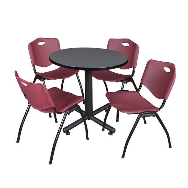 Kobe Round Tables > Breakroom Tables > Kobe Round Table & Chair Sets, Wood|Metal|Plastic Top, Grey - TKB30RNDGY47BY
