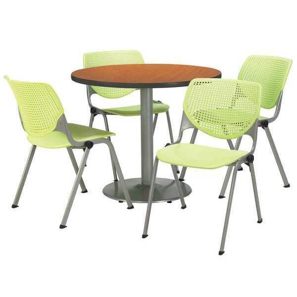 Kfi Round 36 W, 36 L, 29 H, Laminate Top, Medium Oak - T36RD-B1922SL-MO-2300-P14