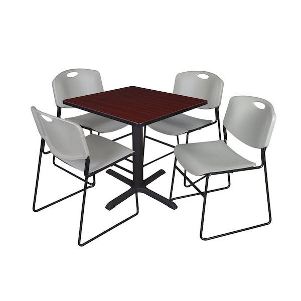 Cain Square Tables > Breakroom Tables > Cain Square Table & Chair Sets, Wood|Metal|Polypropylene Top - TB3030MH44GY